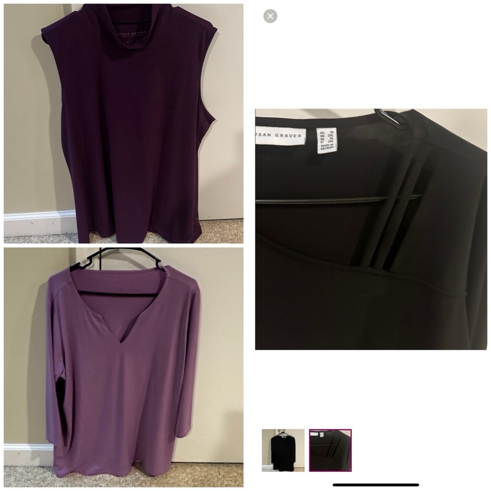 Susan Graver Women's Tops in Deep Purple and Black